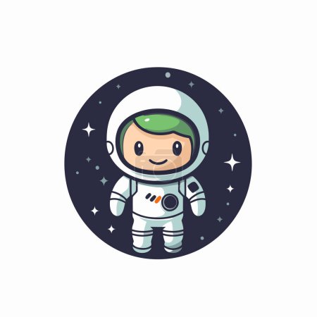 Illustration for Astronaut icon. Vector illustration of a cute astronaut in space. - Royalty Free Image