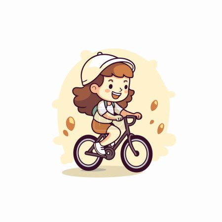 Illustration for Cute little girl riding a bicycle. Vector illustration in cartoon style. - Royalty Free Image