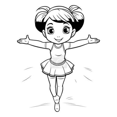 Téléchargez les illustrations : Jolie petite fille ballerine dans un tutu. Illustration vectorielle - en licence libre de droit
