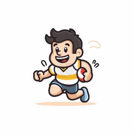 Illustration for Cartoon character of a man in sportswear running with ball - Royalty Free Image