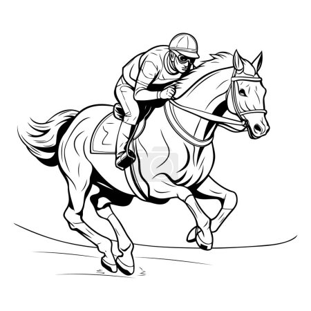 Illustration for Horse jockey on the race. Vector illustration ready for vinyl cutting. - Royalty Free Image