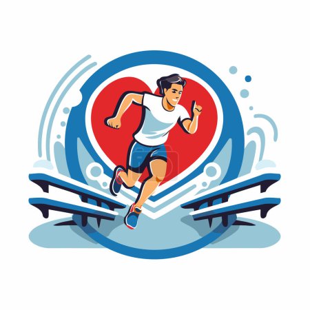 Illustration for Running man icon. Sport and healthy lifestyle theme. Isolated design. Vector illustration - Royalty Free Image