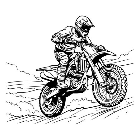 Ilustración de Piloto de motocross en la pista. Ilustración vectorial de un motociclista en una moto. - Imagen libre de derechos