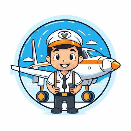 Ilustración de Avión piloto de dibujos animados diseño de personajes. ilustración vectorial eps 10. - Imagen libre de derechos