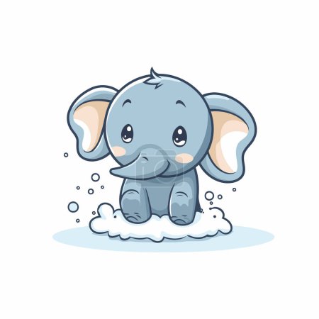 Téléchargez les illustrations : Bébé éléphant dessin animé mignon sur un fond blanc. Illustration vectorielle. - en licence libre de droit
