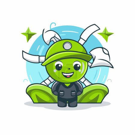 Illustration for Warrior robot character cartoon style vector illustration. Game mascot design. - Royalty Free Image