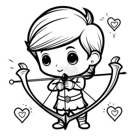 Illustration for Cute cartoon cupid with bow and arrow. Vector illustration. - Royalty Free Image