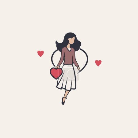 Illustration for Vector illustration of a girl with a heart in her hand. Valentine's Day. - Royalty Free Image