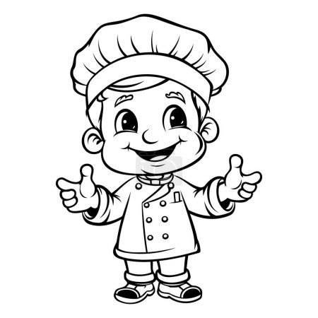 Téléchargez les illustrations : Mascotte de Chef Cartoon Illustration vectorielle de caractère pour livre à colorier - en licence libre de droit