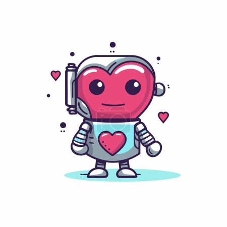 Téléchargez les illustrations : Mignon robot amoureux. Saint-Valentin. Illustration vectorielle. - en licence libre de droit
