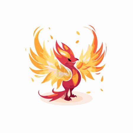 Ilustración de Dragón rojo en llamas aislado sobre fondo blanco. Ilustración vectorial. - Imagen libre de derechos