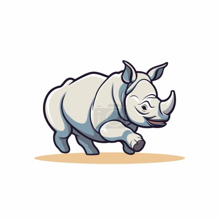 Ilustración de Animal de dibujos animados rinocerontes aislado sobre fondo blanco. Ilustración vectorial. - Imagen libre de derechos