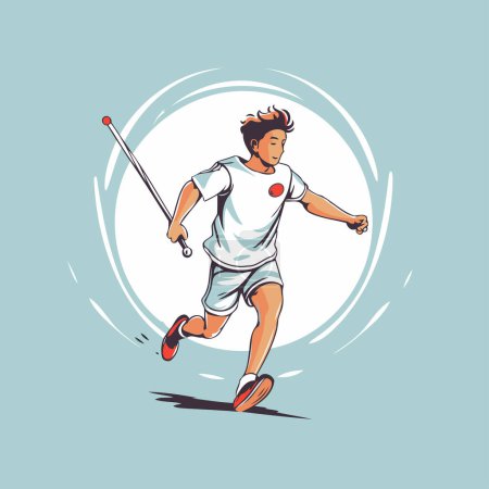 Illustration for Badminton player. Vector illustration of a man playing golf. - Royalty Free Image