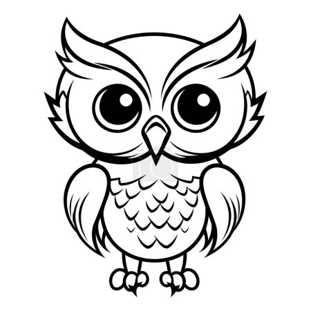 Illustration for Owl - Black and White Cartoon Illustration for Coloring Book - Royalty Free Image