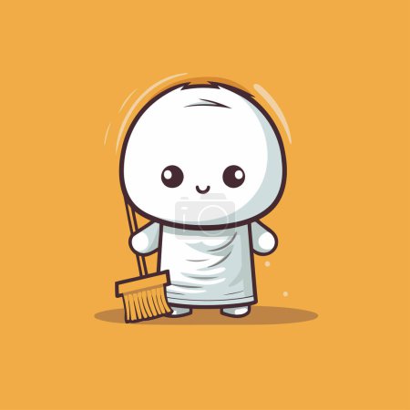 Ilustración de Lindo diseño de ilustración de carácter de mascota de limpieza. Servicio de limpieza - Imagen libre de derechos