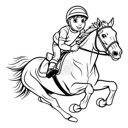 Téléchargez les illustrations : Jockey sur un cheval. Illustration vectorielle prête pour la découpe vinyle. - en licence libre de droit
