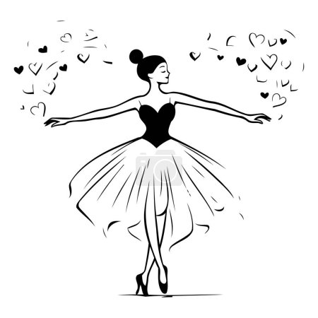 Téléchargez les illustrations : Ballerine dans une belle robe danse ballet. Illustration vectorielle. - en licence libre de droit