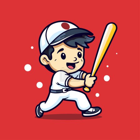 Illustration for Baseball Player Cartoon Mascot Character Vector Illustration Design. - Royalty Free Image