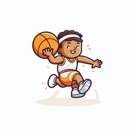 Illustration for Cartoon basketball player with ball. isolated on white background. Vector illustration. - Royalty Free Image