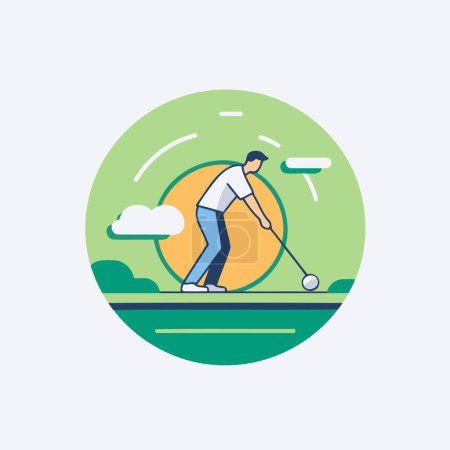 Golfer beim Golfen. Vektorillustration im flachen Design-Stil.