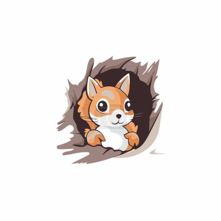 Illustration for Cute cat peeking out of a hole. Vector illustration. - Royalty Free Image
