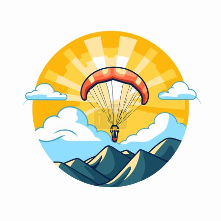 Illustration for Paraglider flying in the sky. Paraglider flying in the sky. Vector illustration. - Royalty Free Image