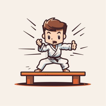 Illustration for Taekwondo mascot. Cartoon karate man vector illustration. - Royalty Free Image