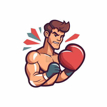 Illustration for Vector illustration of a male boxer with boxing gloves on white background. - Royalty Free Image