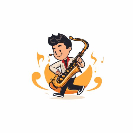 Illustration for Jazz musician playing the saxophone. Vector illustration in cartoon style - Royalty Free Image