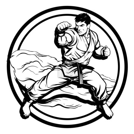 Illustration for Karate.Vector illustration ready for vinyl cutting.Tattoo art. - Royalty Free Image