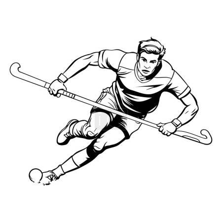 Ilustración de Jugador de hockey. Ilustración vectorial de un jugador de hockey en acción. - Imagen libre de derechos