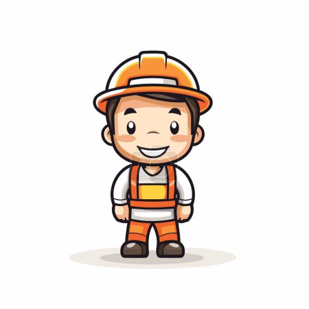 Illustration for Cute Kid Construction Worker Character Vector Illustration. Cartoon Design. - Royalty Free Image