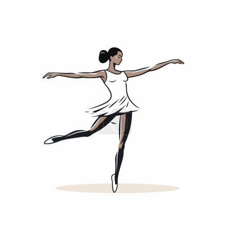 Téléchargez les illustrations : Danseuse de ballet. Illustration vectorielle d'une ballerine en robe blanche. - en licence libre de droit