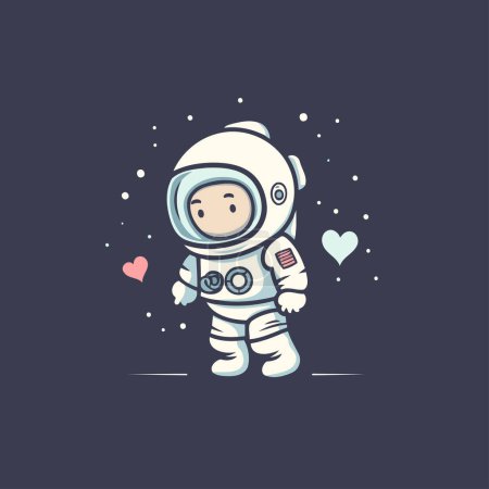 Illustration for Cute astronaut with a heart in his hand. Vector illustration. - Royalty Free Image