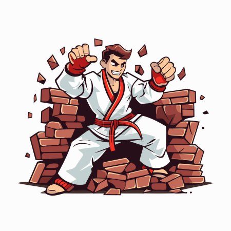 Illustration for Karate man in kimono. Martial arts. Vector illustration - Royalty Free Image