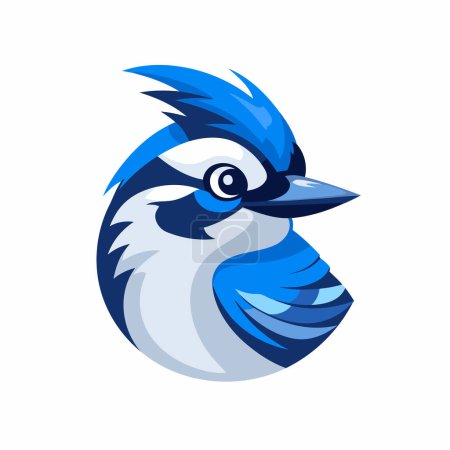 Téléchargez les illustrations : Vecteur tête d'oiseau geai bleu Illustration isolée sur fond blanc. - en licence libre de droit