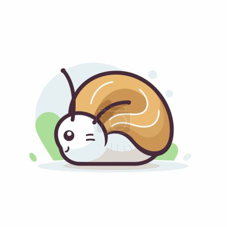 Illustration for Cute snail cartoon character. Vector flat illustration isolated on white background. - Royalty Free Image