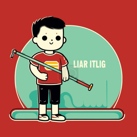 Illustration for Little boy playing golf. Vector illustration of a boy playing golf. - Royalty Free Image