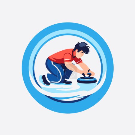 Illustration for Man riding water bike. Vector illustration in a flat cartoon style. - Royalty Free Image