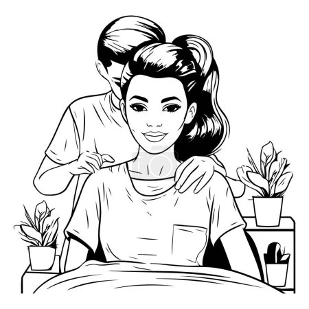 Ilustración de Ilustración vectorial de una mujer joven recibiendo un masaje en un salón de belleza - Imagen libre de derechos