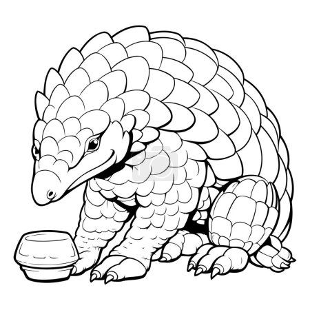 Ilustración de Ilustración de dibujos animados en blanco y negro de un animal tortuga para colorear libro - Imagen libre de derechos