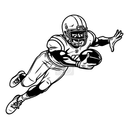 Téléchargez les illustrations : Joueur de football américain sautant avec le ballon. Illustration vectorielle prête pour la découpe vinyle. - en licence libre de droit