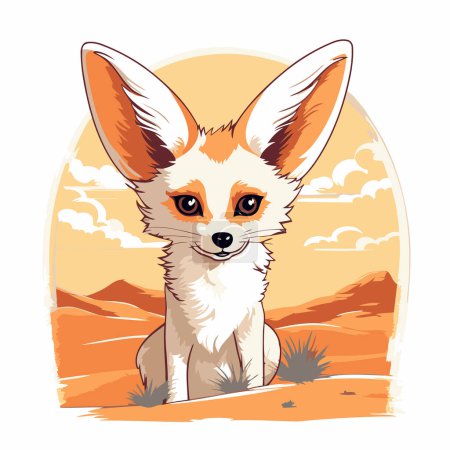 Illustration for Cute fox in the desert. Vector illustration of a fox. - Royalty Free Image