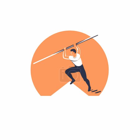 Illustration for Man doing javelin throw. Flat design style vector illustration. - Royalty Free Image