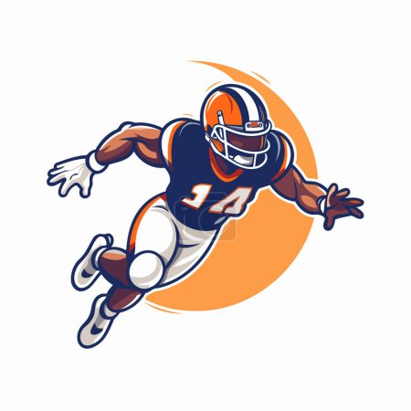 Illustration for American football player running with ball. Vector illustration isolated on white background. - Royalty Free Image