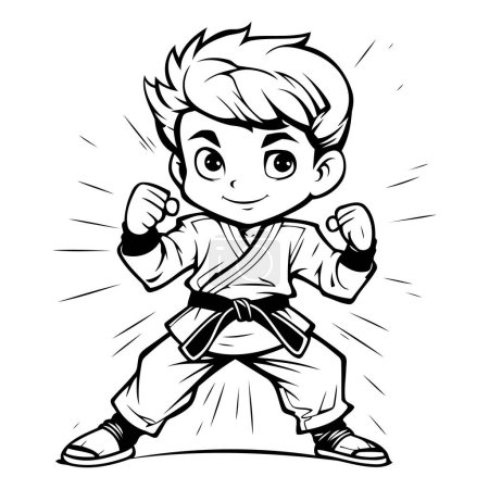 Illustration for Illustration of a karate boy with a black and white design - Royalty Free Image