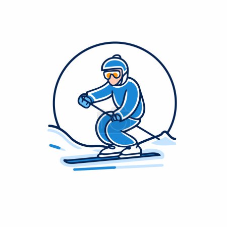 Illustration for Skiing line icon. Winter sport sign. Vector illustration. - Royalty Free Image