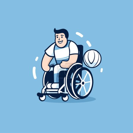 Téléchargez les illustrations : Homme handicapé en illustration vectorielle en fauteuil roulant. Handicapés en fauteuil roulant. - en licence libre de droit