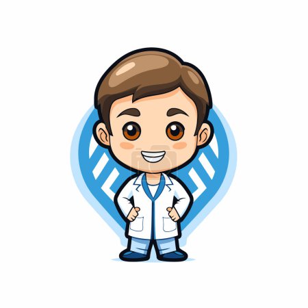 Illustration for Cute Doctor Cartoon Mascot Character With Location Pin Vector Design - Royalty Free Image