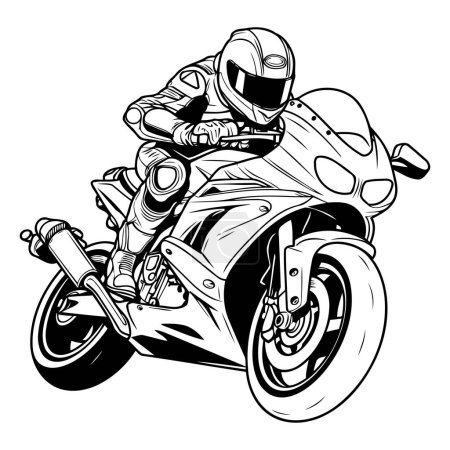 Illustration for Motorcycle racer. Vector illustration of a motorcyclist on a motorcycle. - Royalty Free Image